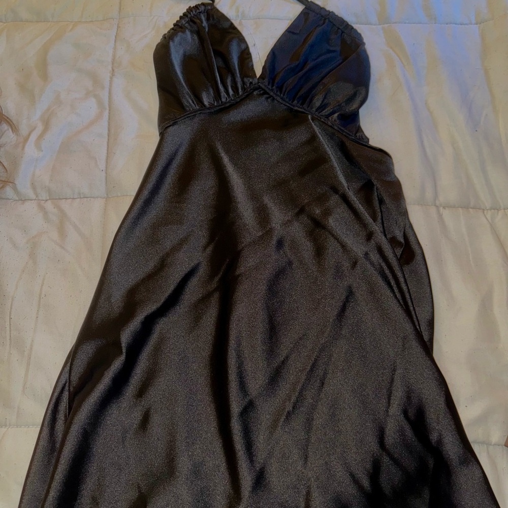 Elegant Black Satin Dress